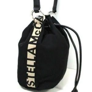 Stella McCartney Bucket bag in black nylon and beige
